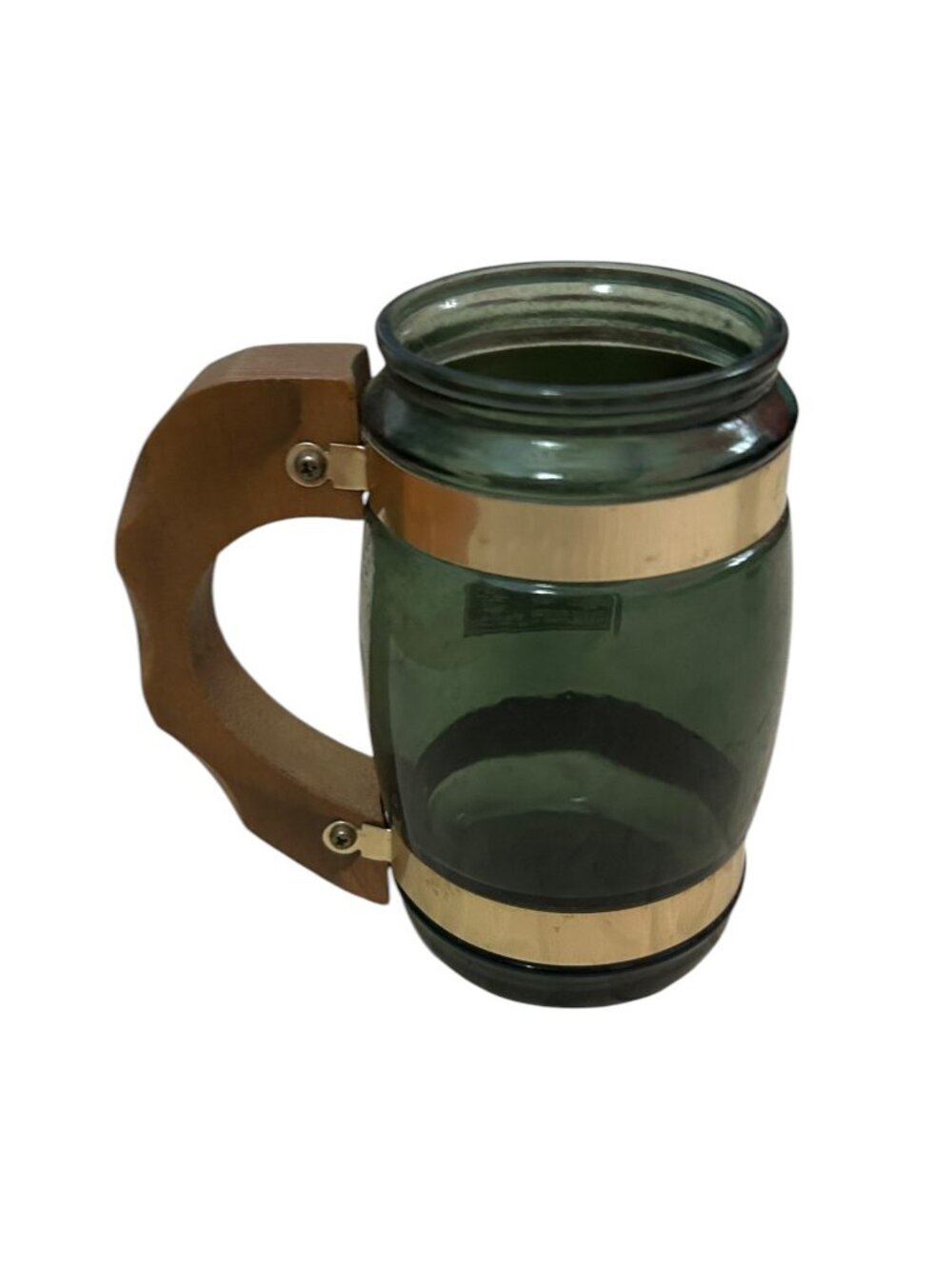 Vintage Siesta Ware Green Glass Tavern Mugs Set of 4 Wood Handles - Picture 5 of 14